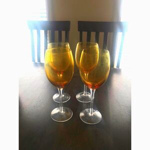 Vintage Orange Amberina Wine Glasses set of 4